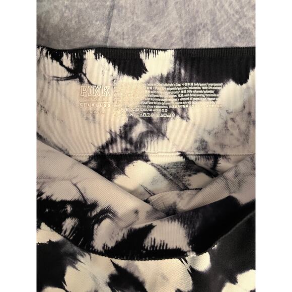 Victoria’s Secret PINK Tie Dye Leggings Black White High Waist Pants Size Large - Picture 3 of 6